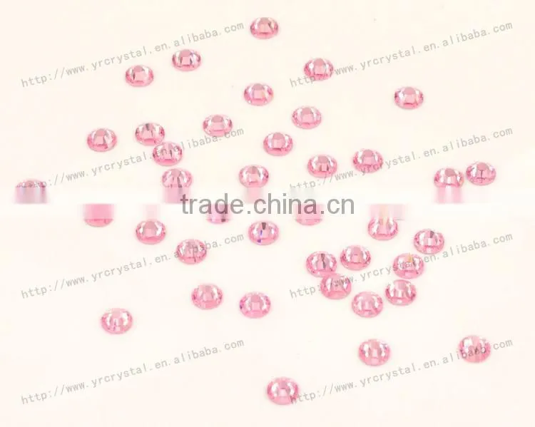 Round shape light rose color silver foiling rhinestone flat back crystal beads