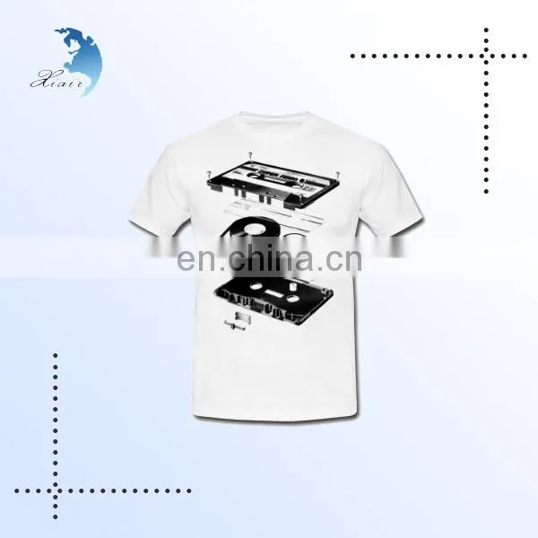 Low moq flock printing polyester casual t shirt design