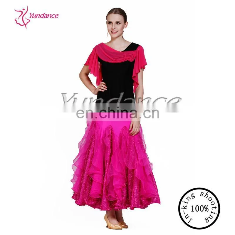 AB037B Feather Ballroom Dance Skirts Rose Pink