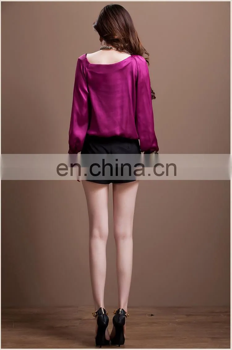 2014 new arrival fashion new design fashion women long sleeve silk blouse