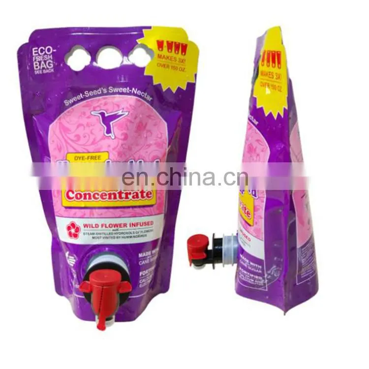 Factory Price Food Grade Spout Pouch /Reusable Stand Up Aluminium Foil Wine Bag With Spout Tap