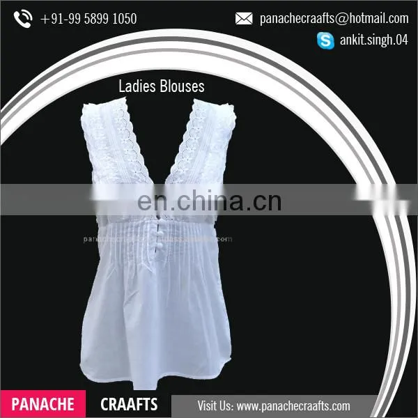 Wholesale 100% Cotton Ladies Blouse Latest Designs