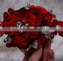 Aidocrystal Red bridal wedding hairpiece,red flower with pearl bridal hair flower accessories, hair clip