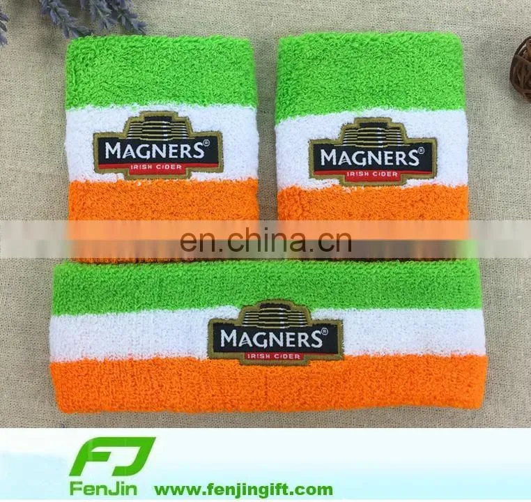 embroidery logo cotton terry wristband