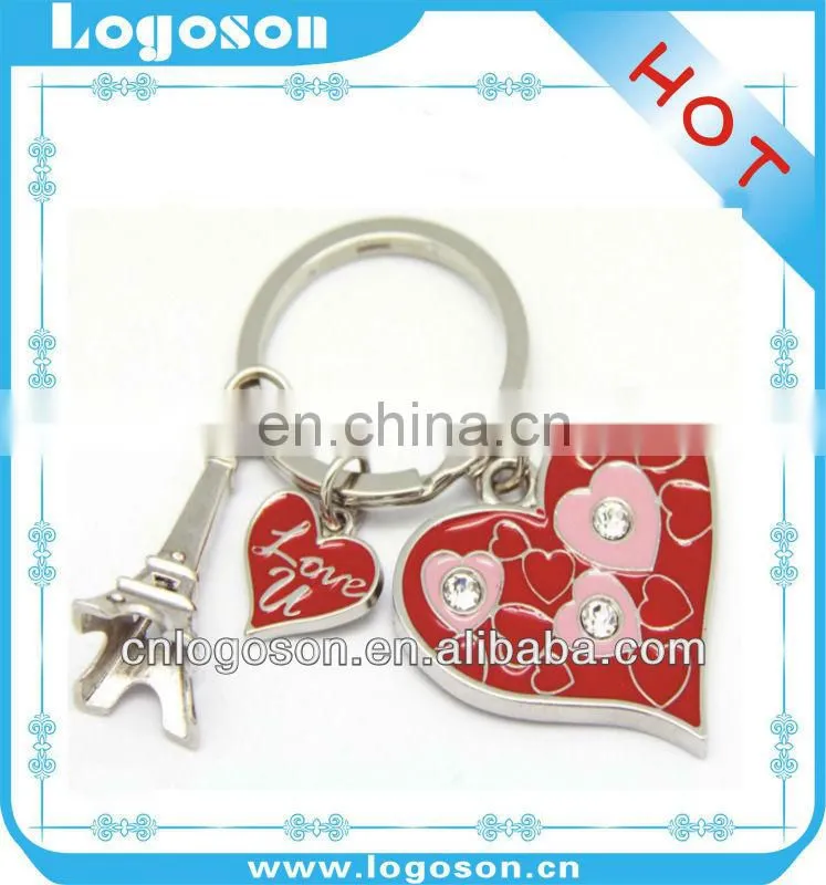 Rhinestone heart floating keychain