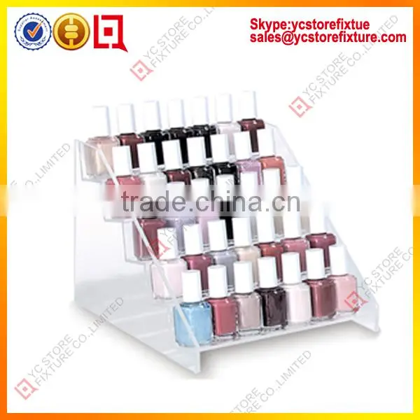 2015 Professional 6 tier clear wall mounted acrylic nail polish display rack/stand COS034