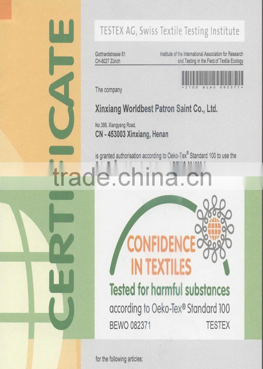 100% cotton Flame resistant and antistatic fabric for safety clothes