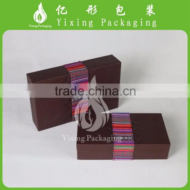 hinged brown luxurious leather chocolate boxes