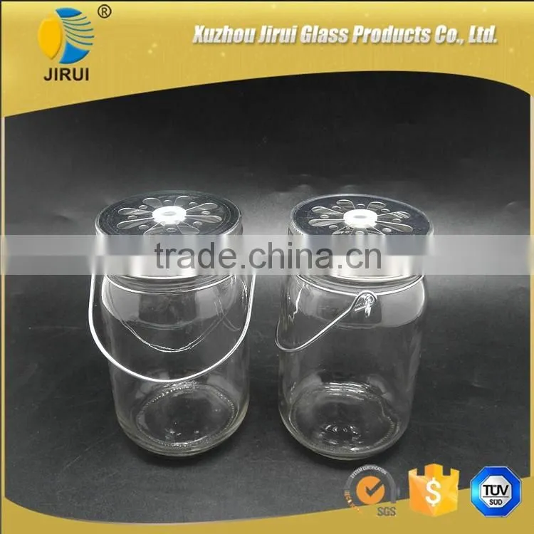 430ml Round Shape Clear Glass Mason Jar with Iron Wire