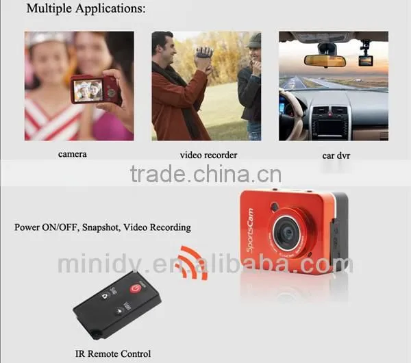 Full HD 1080P@30FPS Waterproof Action Camera DV240 With 2.4inch Touch Screen
