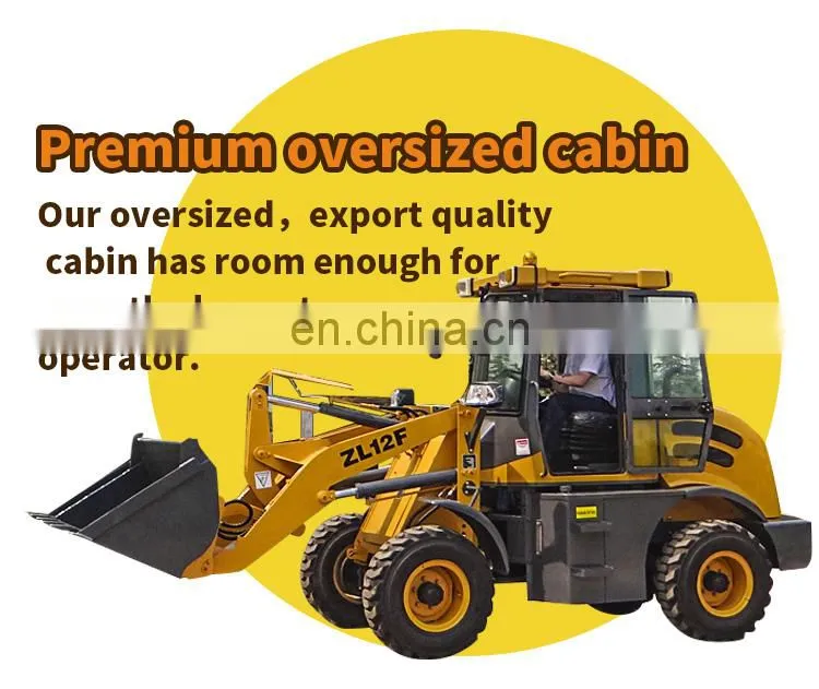 1.2ton 0.55bucket capacity 4L68 engine ZL12F new cabin front loader with shovel Wheeled Loading Shovel
