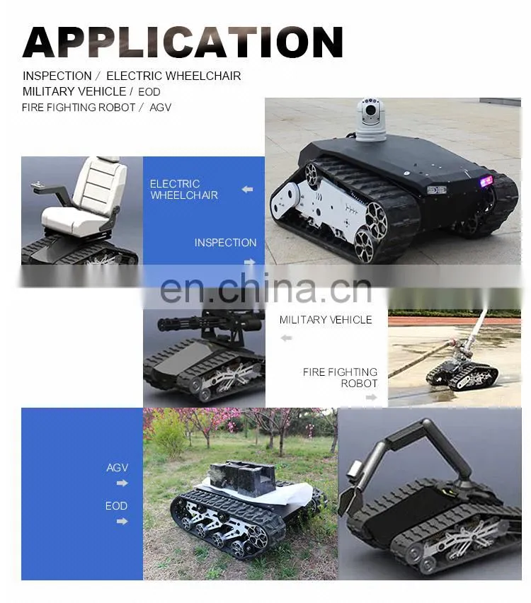 Outdoor Remote Controlling Mobile Rubber Robot Platform Tracked Vehicle
