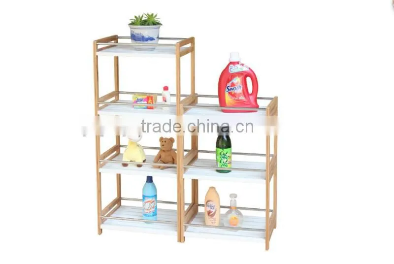 FSC good quality 3-tier white bamboo bathroom shelf