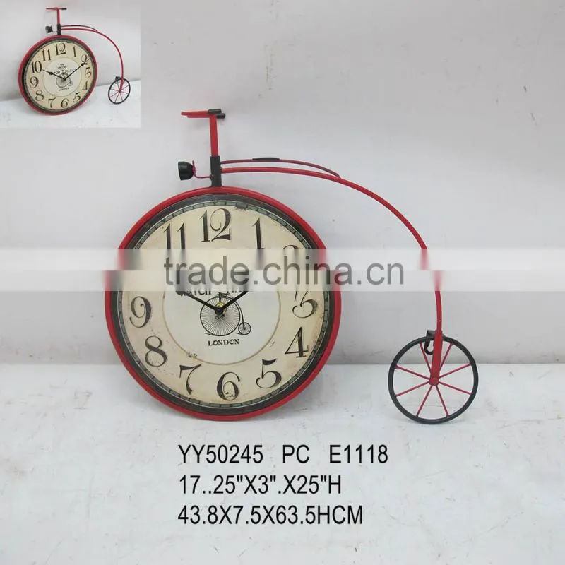 New design vintage bicycle metal table clock, wholesale cheap clock
