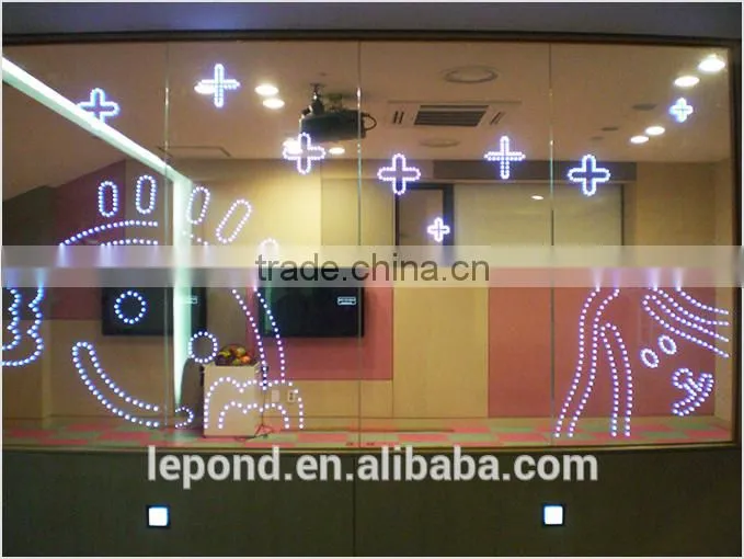 CE approved Tempered Glass/Smart glass with LED light for Restaurant wall