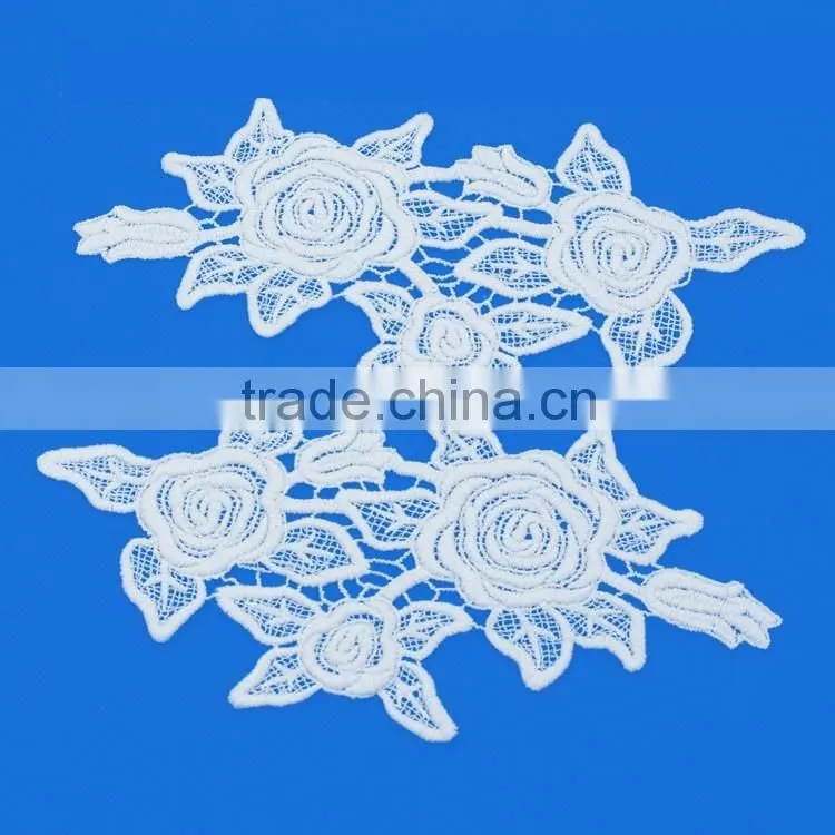 Promotion Wholesale Custom 2pieces per set Crochet embroidery neckline designs Shoulder Applique