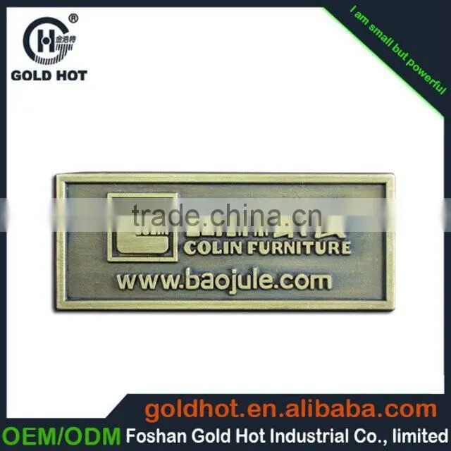 new product china supplier metal sticker labels,metal name tag for wood plate
