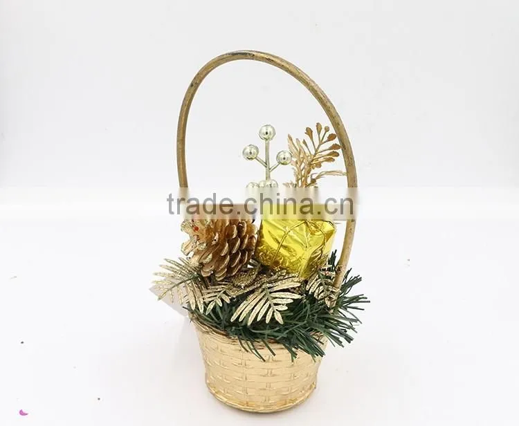 Gold Mini Christmas Tree With XMAS Gift Box And Balls Pendant For Home Decoration