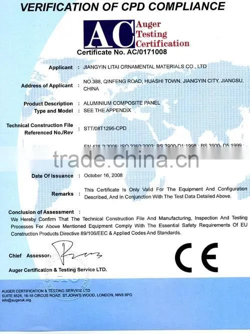 Outdoor Usage and Fireproof Function Aluminum Composite Panels for Construction