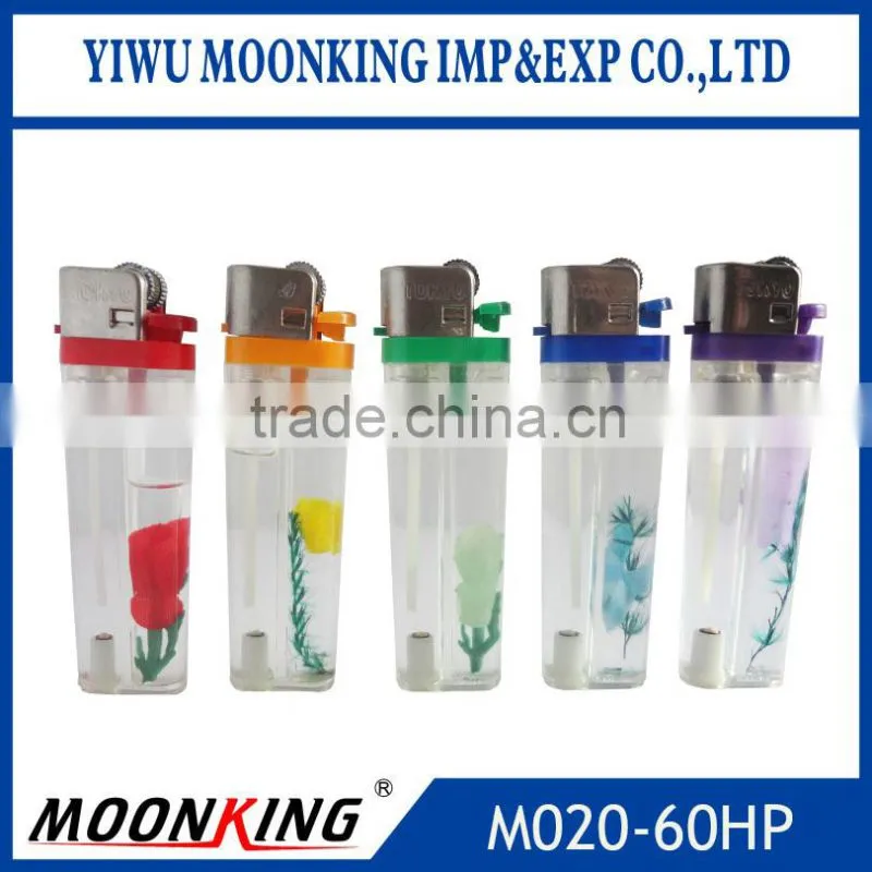 color head refillable flint wheel lighter with flower