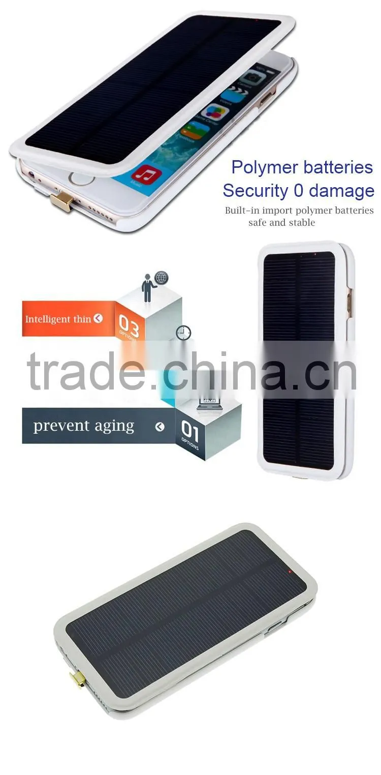 Power bank case rohs battery charger solar power phone case wallet battery replacement back cover solar case for iphone6