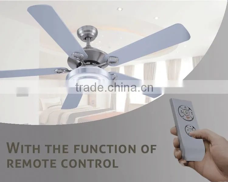 Brushed Nickel Retractable Ceiling Fan With Wood Blades