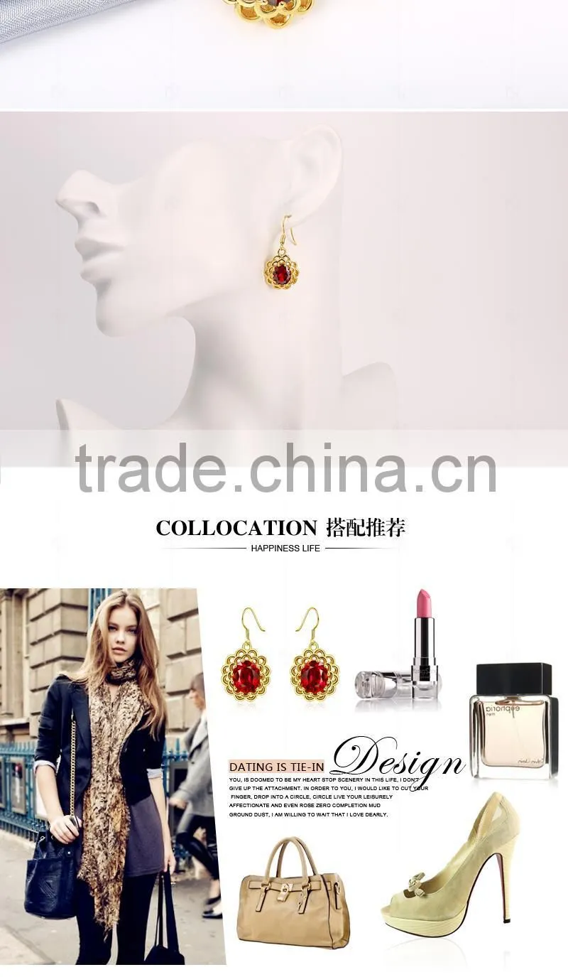 Ruby stone wavy round line earring bule gemstone jewelry earring