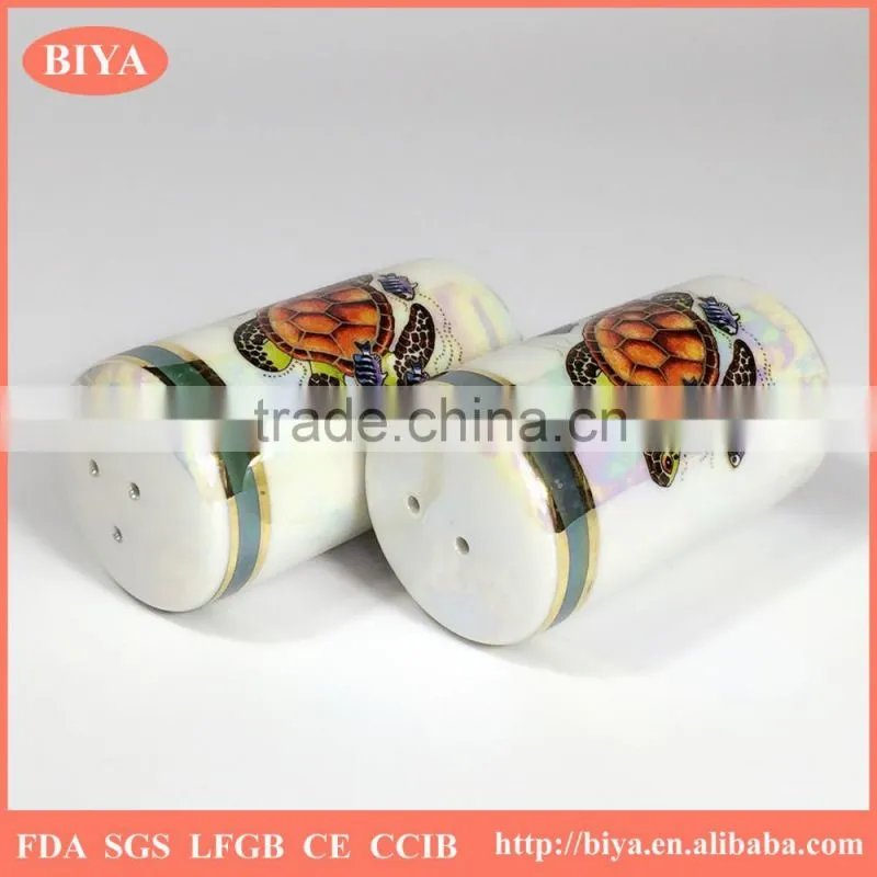 chaozhou factory manufacture ceramic salt and sepper shaker bottles colorful pearl glazed souvenir bottle