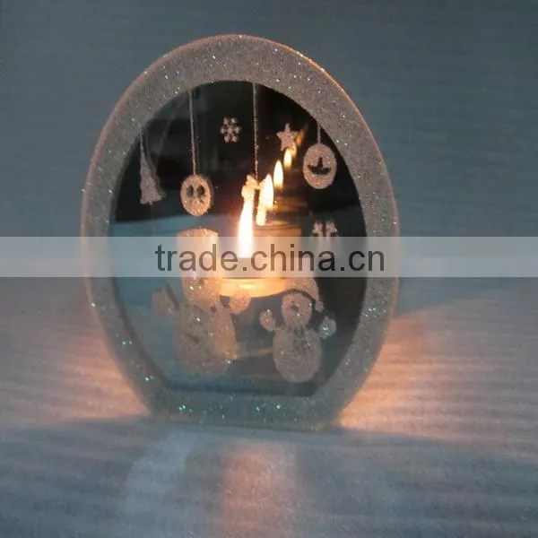 hot sale 2016 christmas endless light snowman mirror candle holder light,light sensitive christmas candles