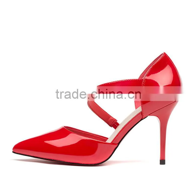 classic style closed toe high heels red