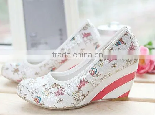 2012 Paillette lady wedges shoes/ladies colorful high heel shoe XT-SF335