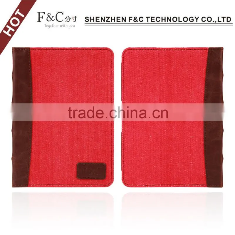 Book style canvas case cover for 2014 amazon kindle touch e-bopk