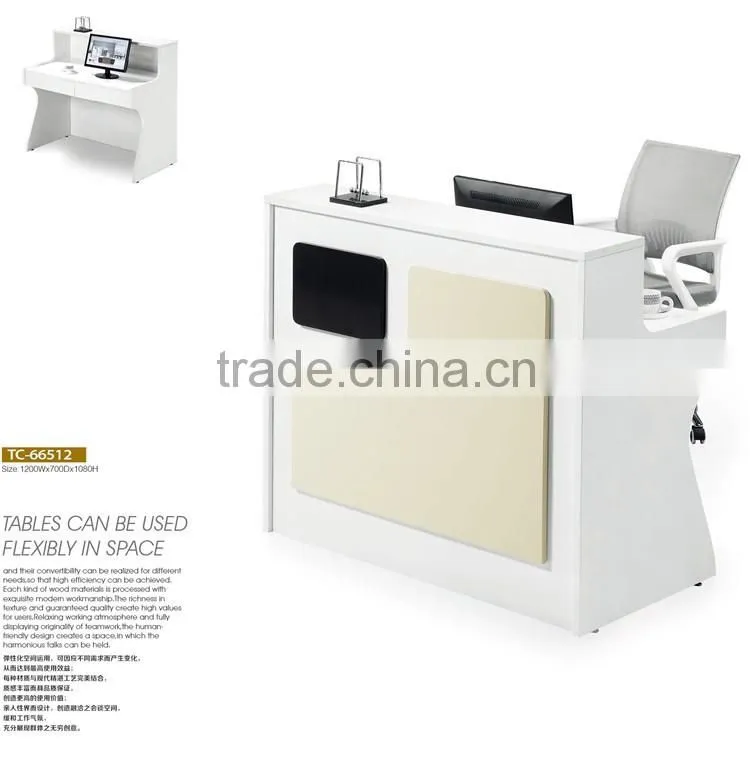 White and black MFC fitness center reception desk