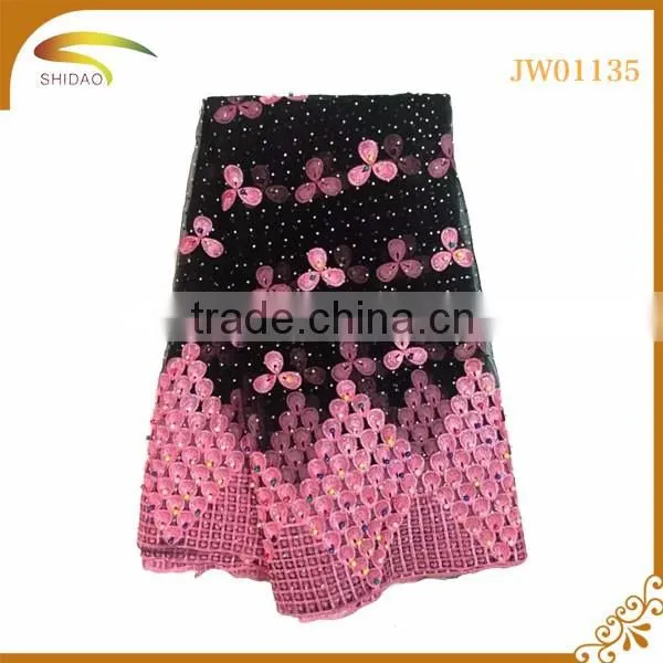 2016 Wholesale Beautiful embroidered italian african lace fabric for party dress and cloth