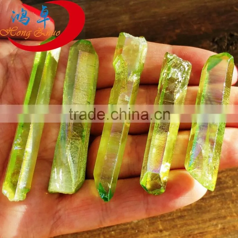 Rock mineral specimen titanium crystal quartz point with inclusions for healing energy