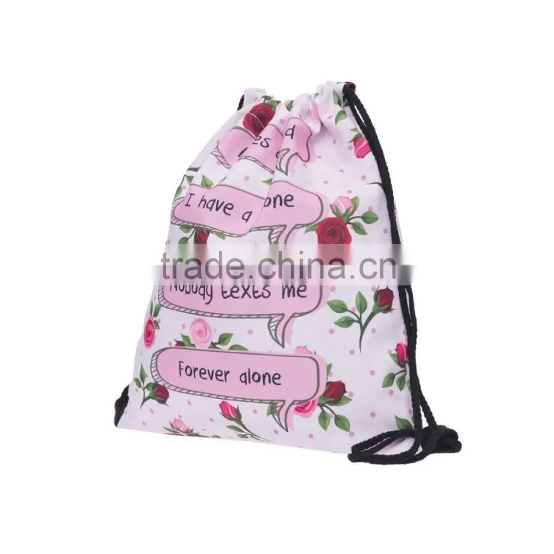 Brand New 3D Printed High Quality Travel Drawstring Toiletry Bag with Cord
