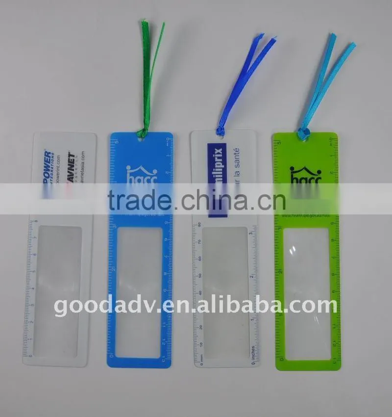 3x name card pvc magnifier glass bookmark with pocket