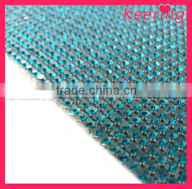new products baby blue rhinestone with claw crystal rhinestone mesh trimming WRT-010
