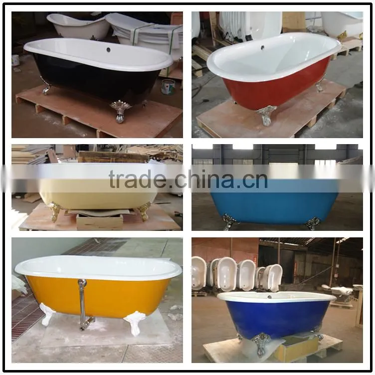 small simple bathroom shower and bath tub cast iron tub