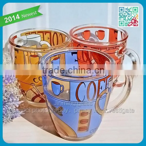 Manufacture glassware beautiful pattern coffee mugs