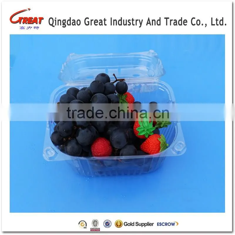 Disposable Blister Clamshells punnet fruit packaging tray for grape 1000 Gram