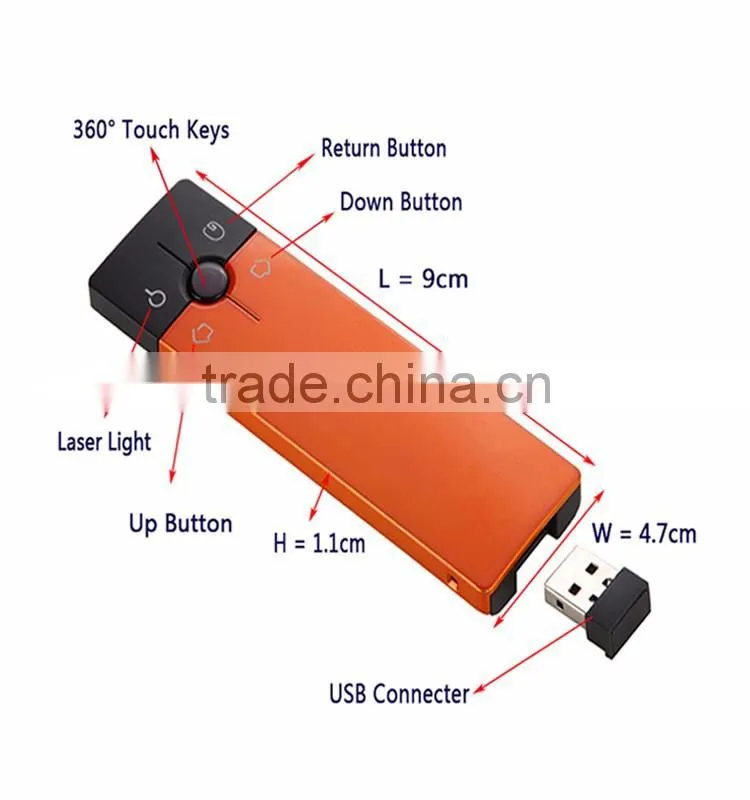 2016 hot gift Wireless Rechargeable Presenter, 2.4GHz USB Powerpoint Multimedia Laser Presentation Remote Control