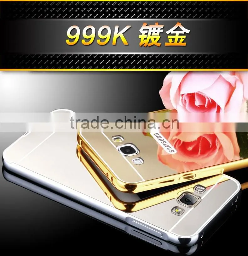 Mobile Phone Aluminum Bumper Mirror Back Cover Case For Samsung Galaxy A3