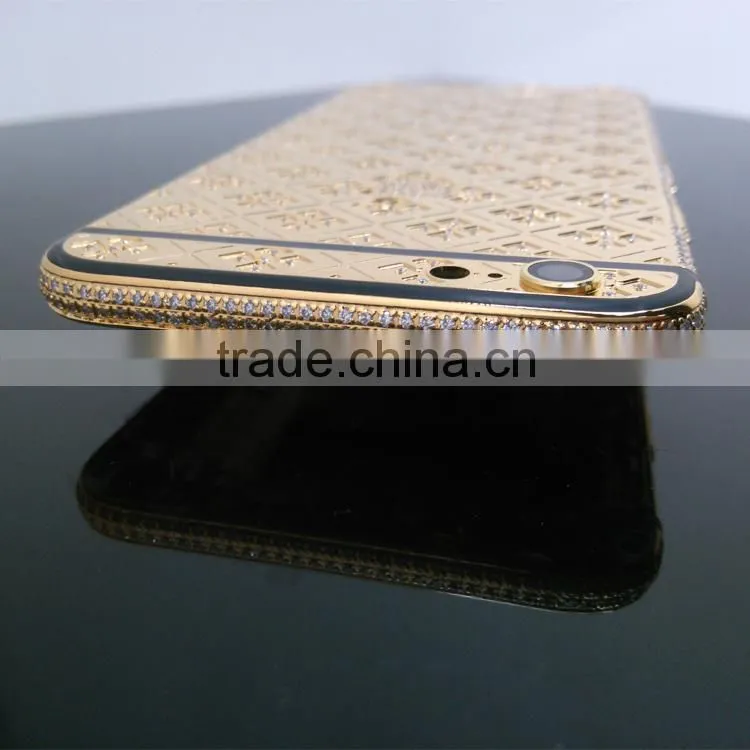 Diamond housing for iPhone 6 plus gold body luxury phone 24ct gold back cover