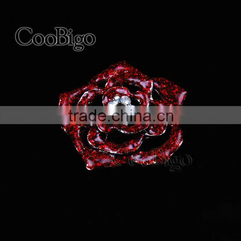 Fashion Jewelry Popular Colorful Glitter Powder Flower Rhinestone Brooches Pin Wedding Party Girl Gift Apparel Accessories