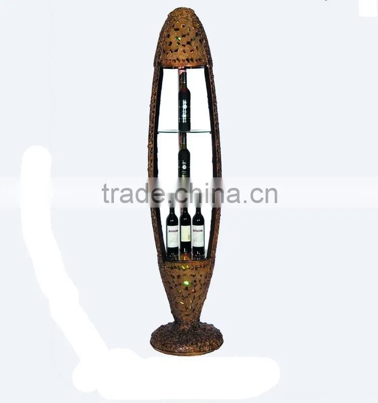 Antique Home Decor Resin Wine Display Cabinet with LED Light