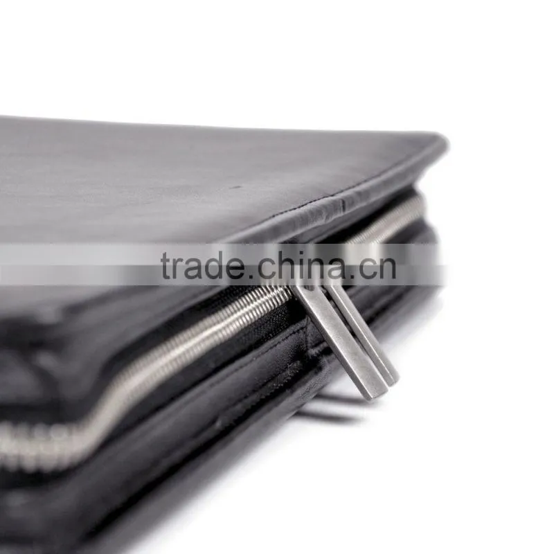 leather zippered writing portfolio, leather tablet portfolio with smartphone pocket