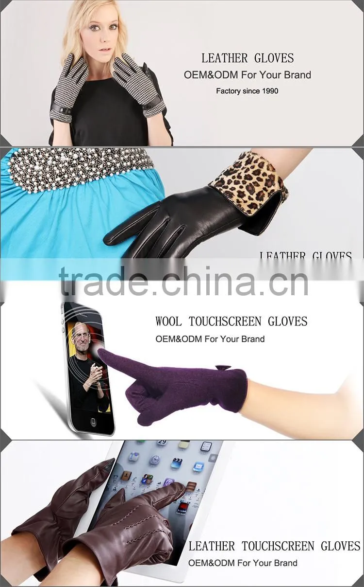 Top sheepskin short lady's fashion dress driving Punch leather gloves