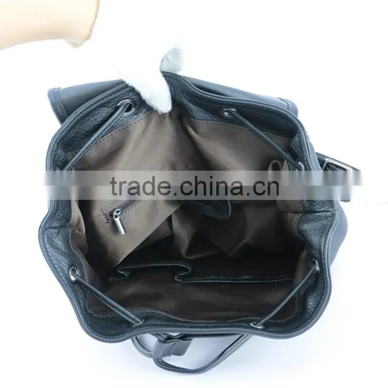Wholesale trendy ladies small size soft leather drawstring backpack