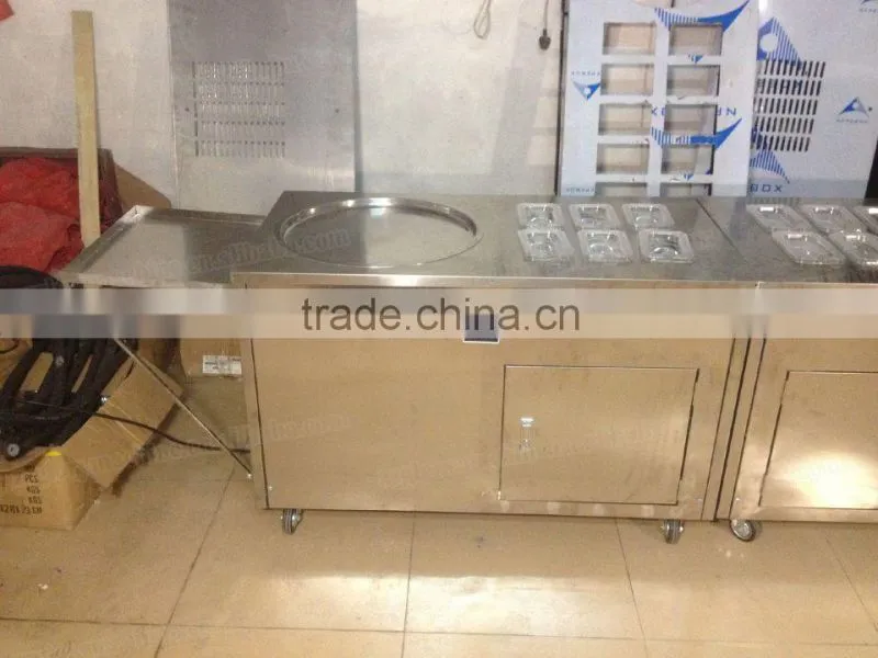 2015 hot sale flat single pan with 6 topping pans stir fry ice cream machine